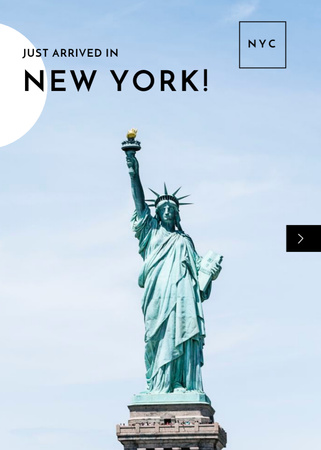 Famous Liberty Statue In New York Postcard 5x7in Vertical Design Template