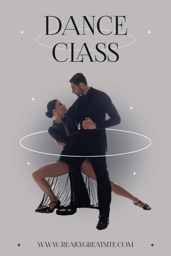 Dance Class Invitation with Passionate Couple Pinterest Design Template