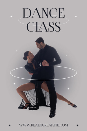 Dance Class Invitation with Passionate Couple Pinterest Design Template