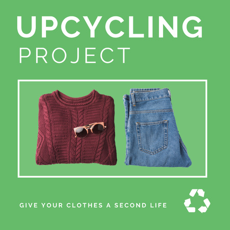 Vaatteiden kierrätysprojekti vihreä Instagram AD Design Template