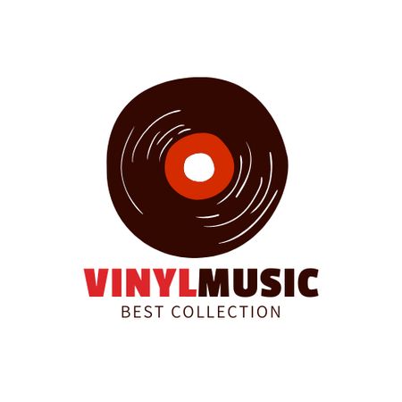 Music Shop Ad with Vinyl Logo Design Template