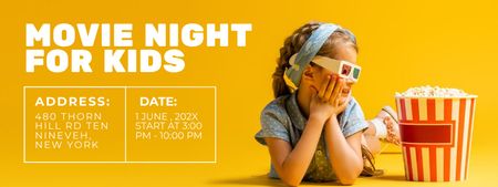 Movie Night Announcement with Little Girl Ticket Πρότυπο σχεδίασης