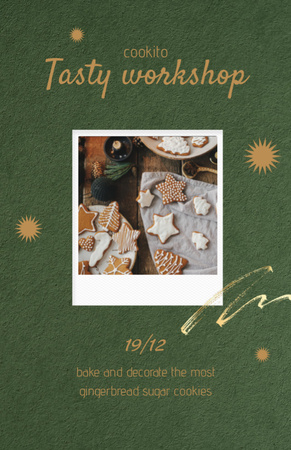 Ontwerpsjabloon van Invitation 5.5x8.5in van Tasty Cookies Baking Workshop Announcement In Green