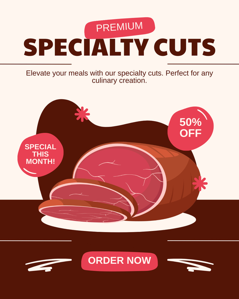 Plantilla de diseño de Meat Cuts of Best Quality Instagram Post Vertical 