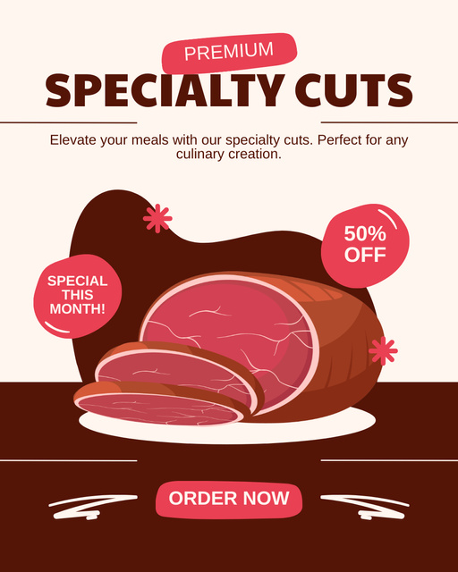 Meat Cuts of Best Quality Instagram Post Vertical Design Template