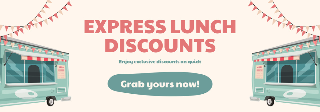 Designvorlage Express Lunch Discount Ad with Street Food Truck für Tumblr