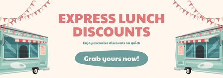 Express Lunch Discount Ad with Street Food Truck Tumblr Design Template