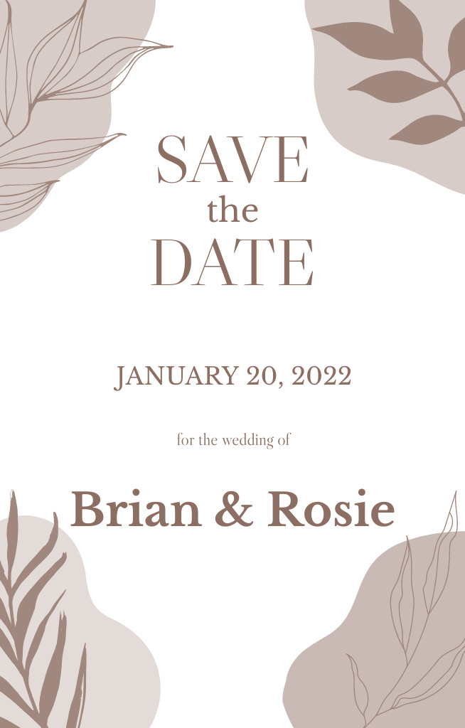 Wedding Announcement on Beige Plant Invitation 4.6x7.2in Šablona návrhu
