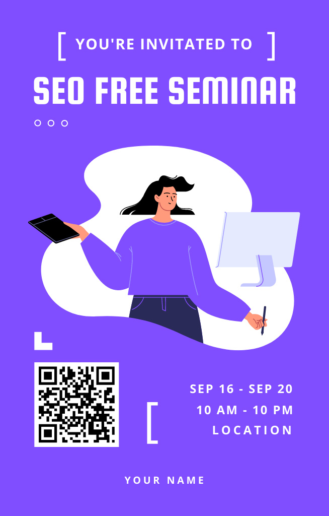 Seo Free Seminar about Software Development Invitation 4.6x7.2inデザインテンプレート