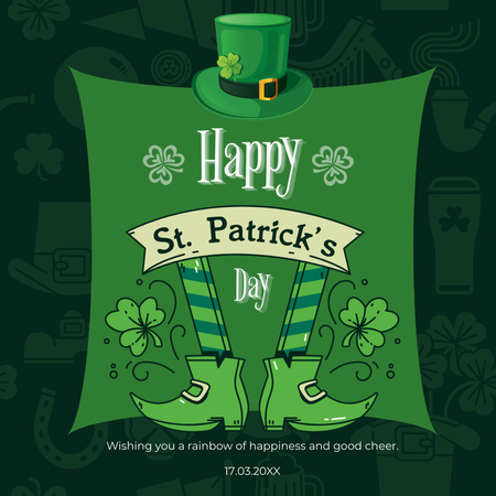 Ontwerpsjabloon van Instagram van Feestelijke St. Patrick's Day-wensen met groene schoenen