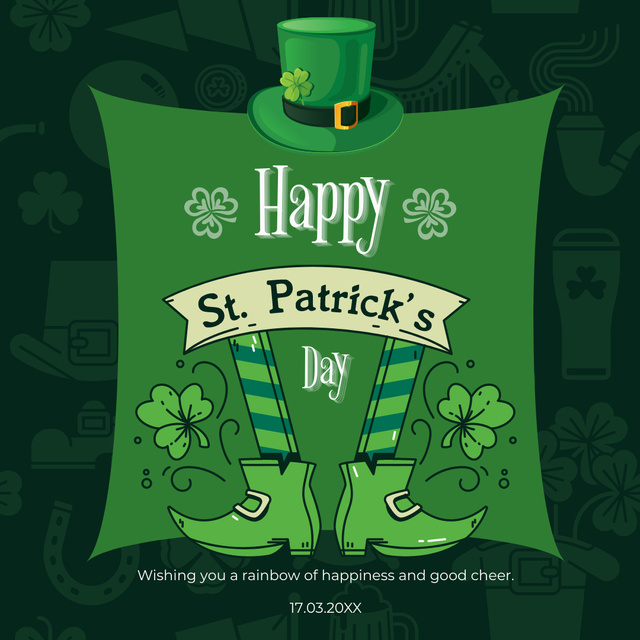Festive St. Patrick's Day Wishes with Green Shoes Instagram Design Template