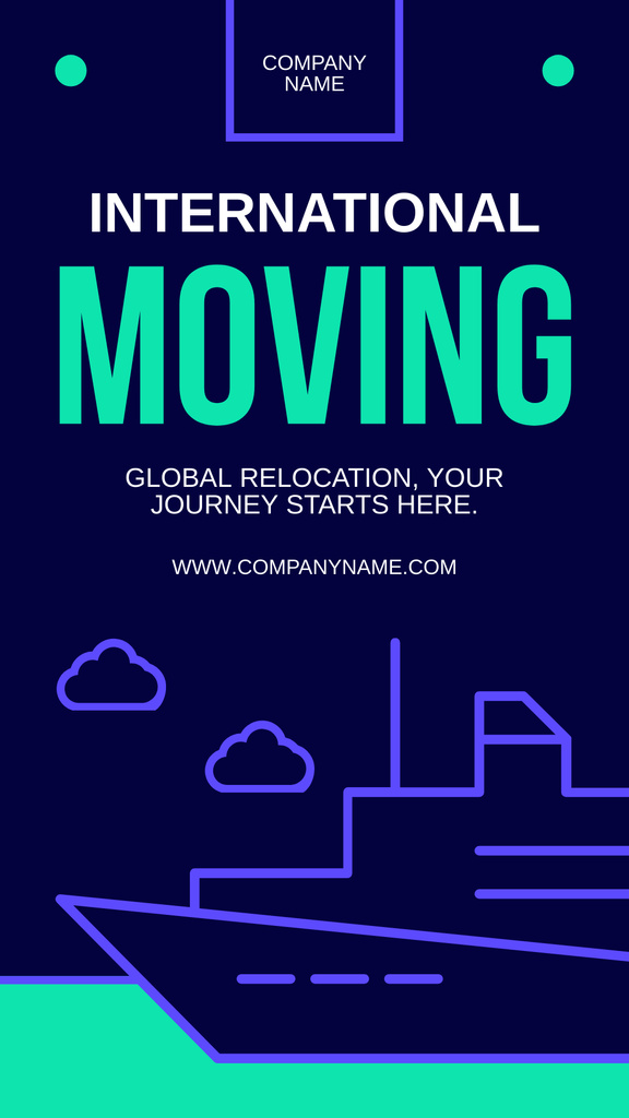 International Moving Services Offer with Illustration of Ship Instagram Story Design Template