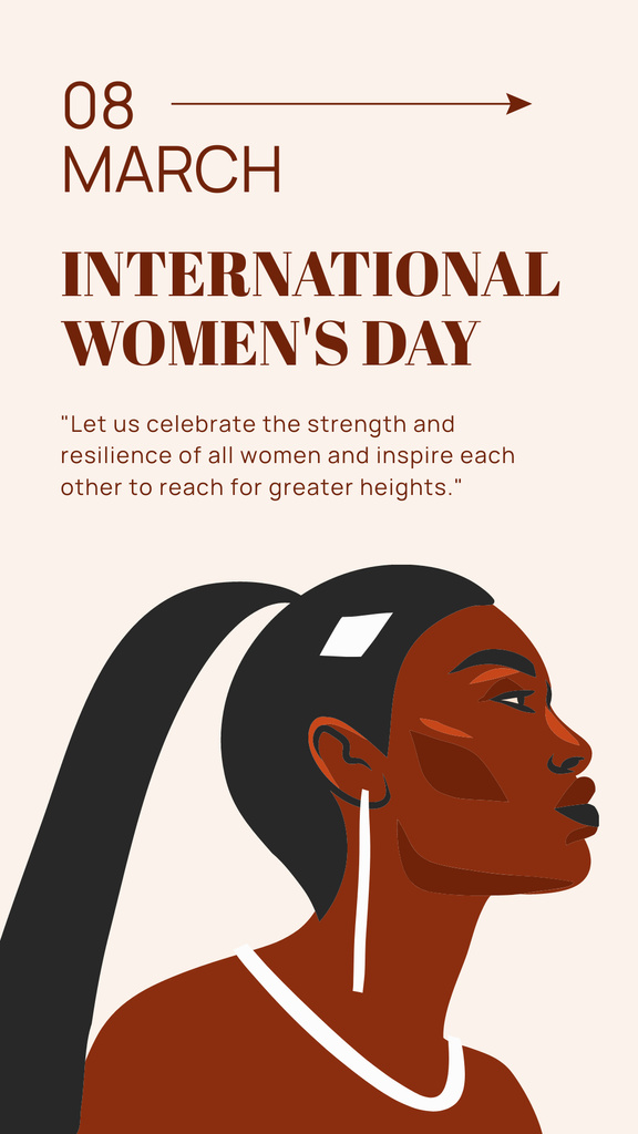Celebration of International Women's Day with Illustration of Woman Instagram Story Design Template