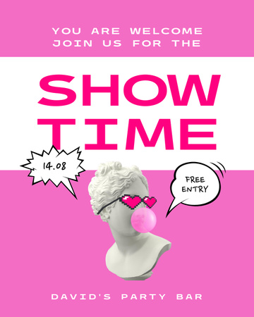 Platilla de diseño Show Event Announcement with Statue in Sunglasses Poster 16x20in