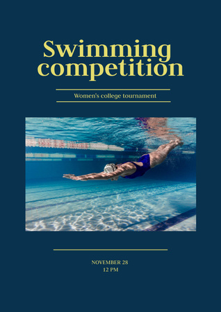 Swimming Competition Ad with Swimmer Poster Design Template