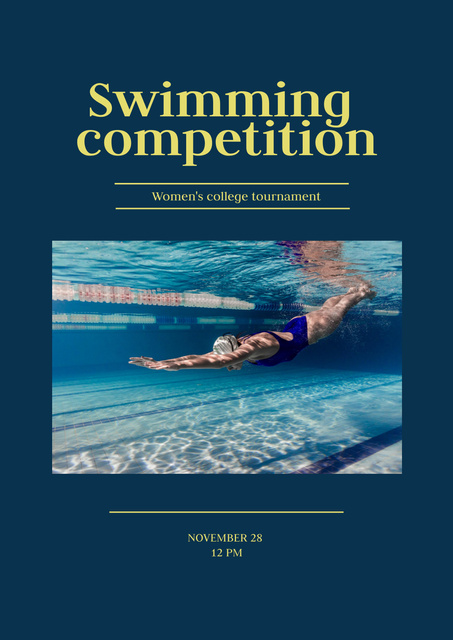 Swimming Competition Ad with Swimmer Posterデザインテンプレート