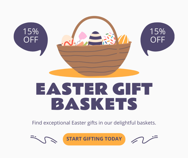 Easter Offer of Gift Baskets with Discount Facebook Design Template