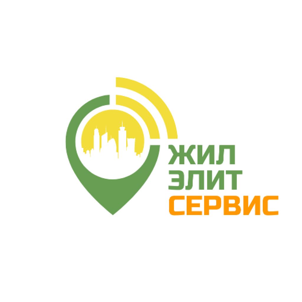 Platilla de diseño Real Estate Agency with City in Map Pin Logo