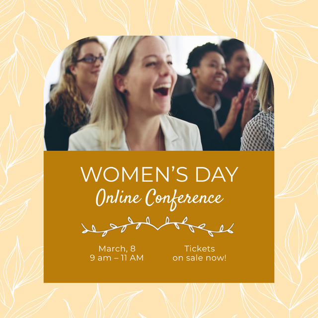 Online Conference Announce On Women's Day Animated Postデザインテンプレート