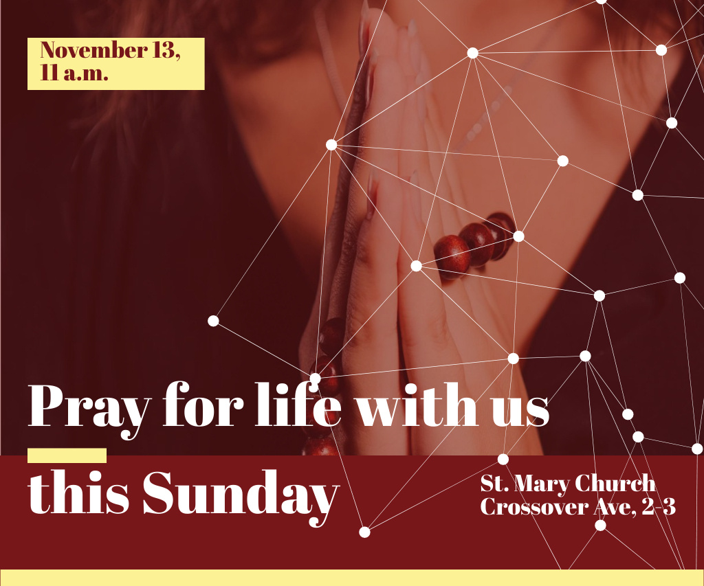 Invitation to Pray for Life with Woman Holding Rosary Large Rectangleデザインテンプレート