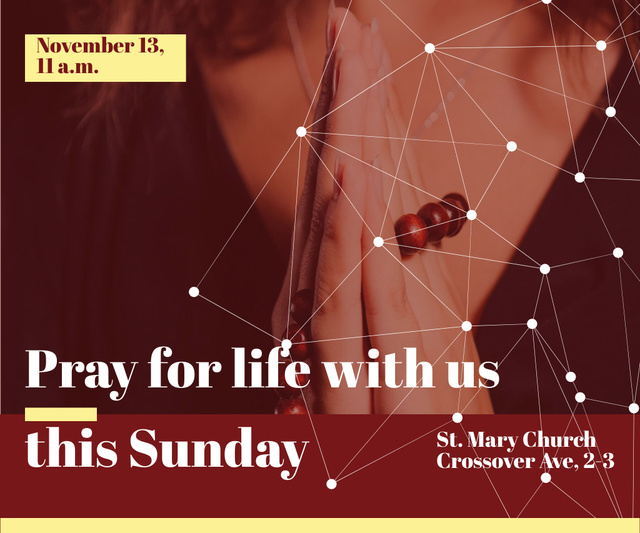 Invitation to Pray for Life with Woman Holding Rosary Large Rectangle Šablona návrhu