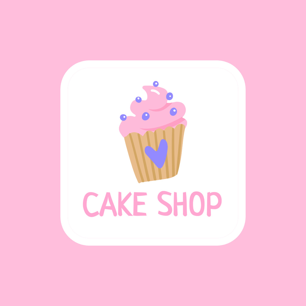 Ontwerpsjabloon van Logo 1080x1080px van Fragrant Bakery Ad with Yummy Cupcake In Pink