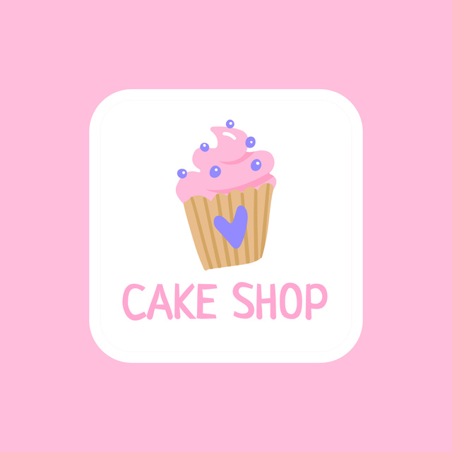 Fragrant Bakery Ad with Yummy Cupcake In Pink Logo 1080x1080px Tasarım Şablonu