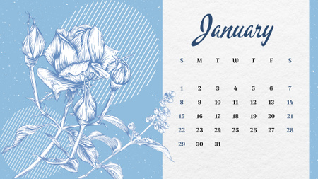 Ontwerpsjabloon van Calendar van Creative Sketches of Beautiful Flowers