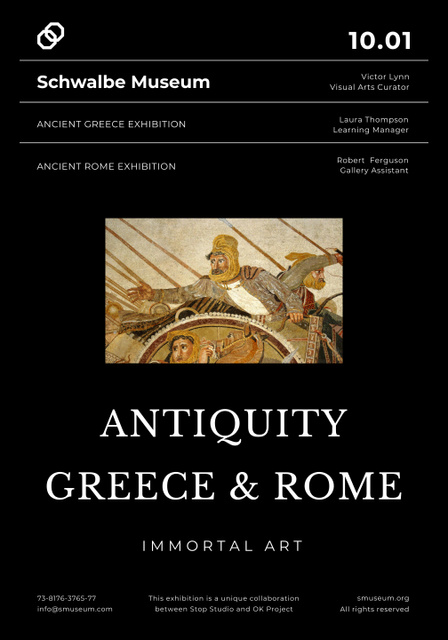 Ancient Greece and Rome Artworks Exhibition Announcement Poster 28x40in Design Template