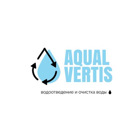 Реклама услуг водоснабжения с Drop in Blue Logo – шаблон для дизайна