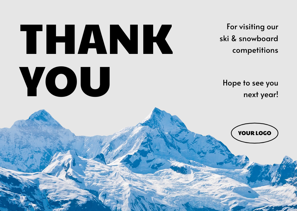 Gratitude for Visiting Ski and Snowboard Competitions Card Design Template