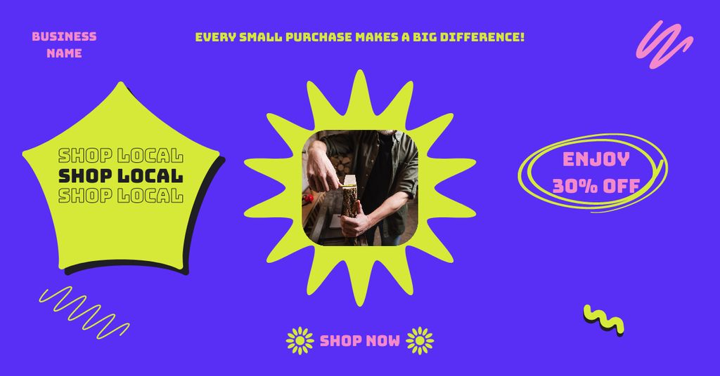 Plantilla de diseño de Discounts on Purchases from Small Businesses Facebook AD 