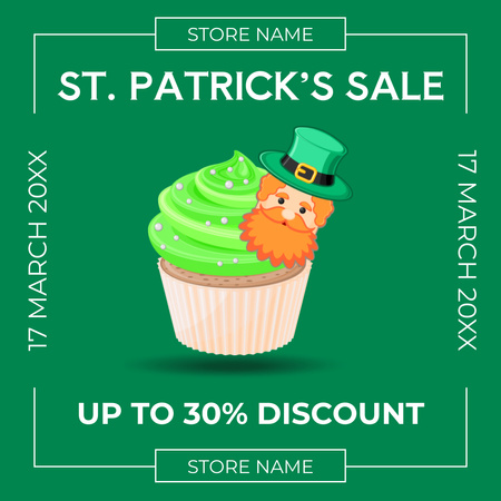 St. Patrick's Day Cupcake Sale Announcement Instagram Design Template
