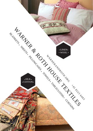 Home Textiles Ad Pillows on Sofa Invitation Design Template