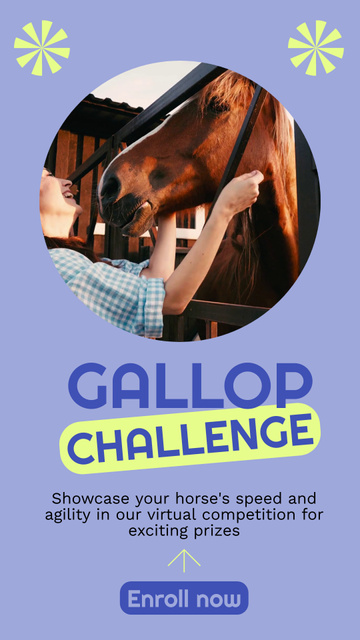 Virtual Horse Competitions with Prizes Instagram Video Story Šablona návrhu