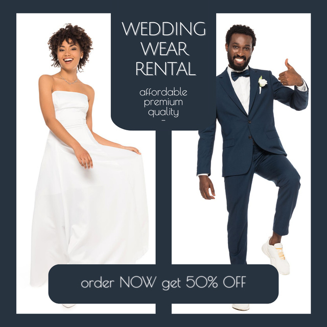 Rental Wedding Wear Collage Blue Instagram Modelo de Design