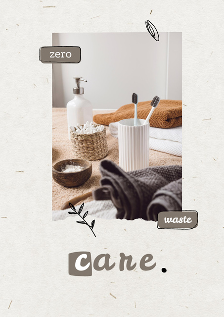Eco Concept with Wooden Brushes in Basket Poster Design Template