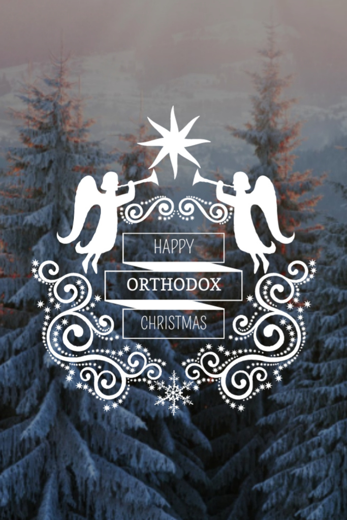 Plantilla de diseño de Heartwarming Orthodox Christmas Congrats With Angels Postcard 4x6in Vertical 