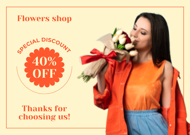 Platilla de diseño Special Discount at Flower Shop Card