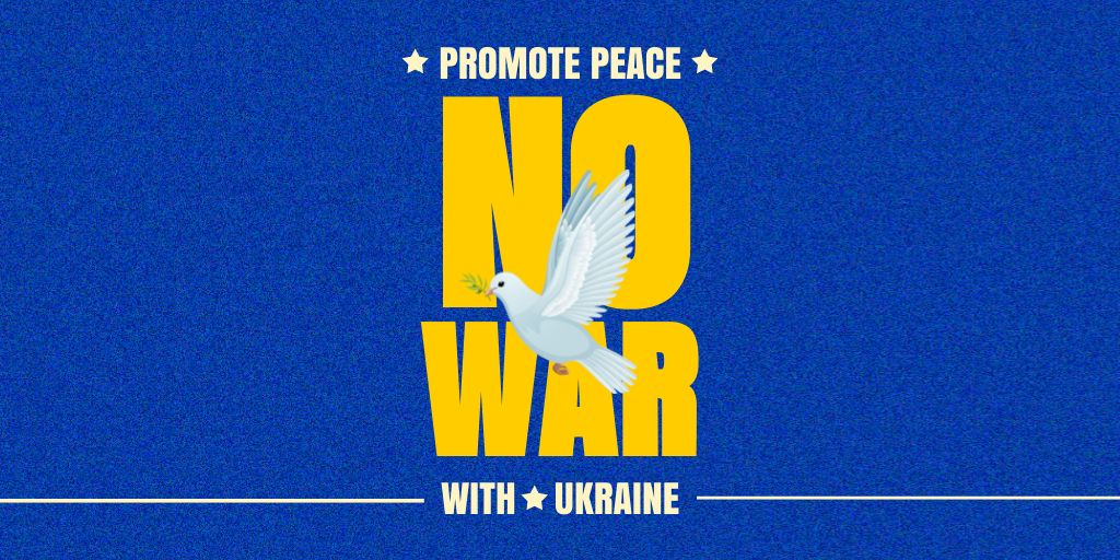 Plantilla de diseño de Pigeon with Phrase No to War in Ukraine Twitter 