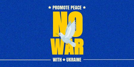 Ontwerpsjabloon van Twitter van Pigeon with Phrase No to War in Ukraine