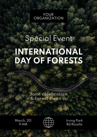 Szablon projektu International Day of Forests Event Tall Trees Flyer A4