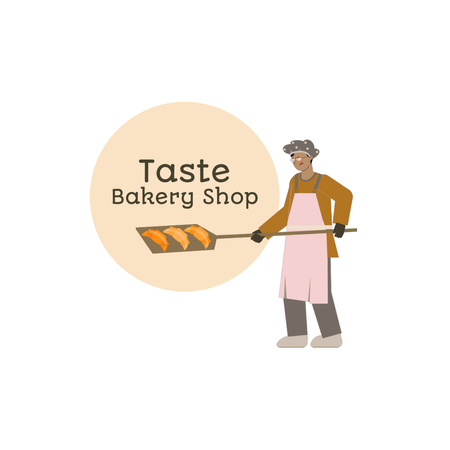 Bakery Shop Minimalist Illustrated Animated Logo Design Template