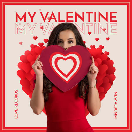 Valentine's Day Set Of Songs And Sounds Album Cover Design Template