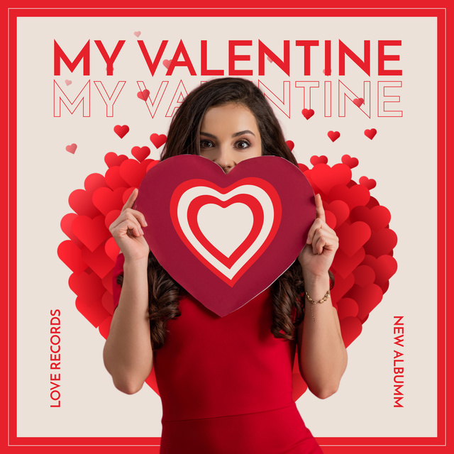 Valentine's Day Set Of Songs And Sounds Album Cover Tasarım Şablonu