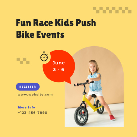 Designvorlage Kleines nettes Mädchen, das ein Fahrrad fährt für Instagram