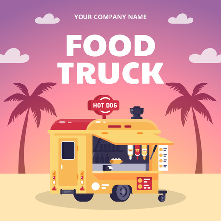 Street Food Booth with Hot Dog Instagram Design Template