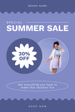 Ontwerpsjabloon van Pinterest van Summer Sale Ad on Purple