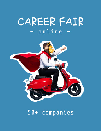Career Fair Announcement with Red Moped Flyer 8.5x11in Design Template