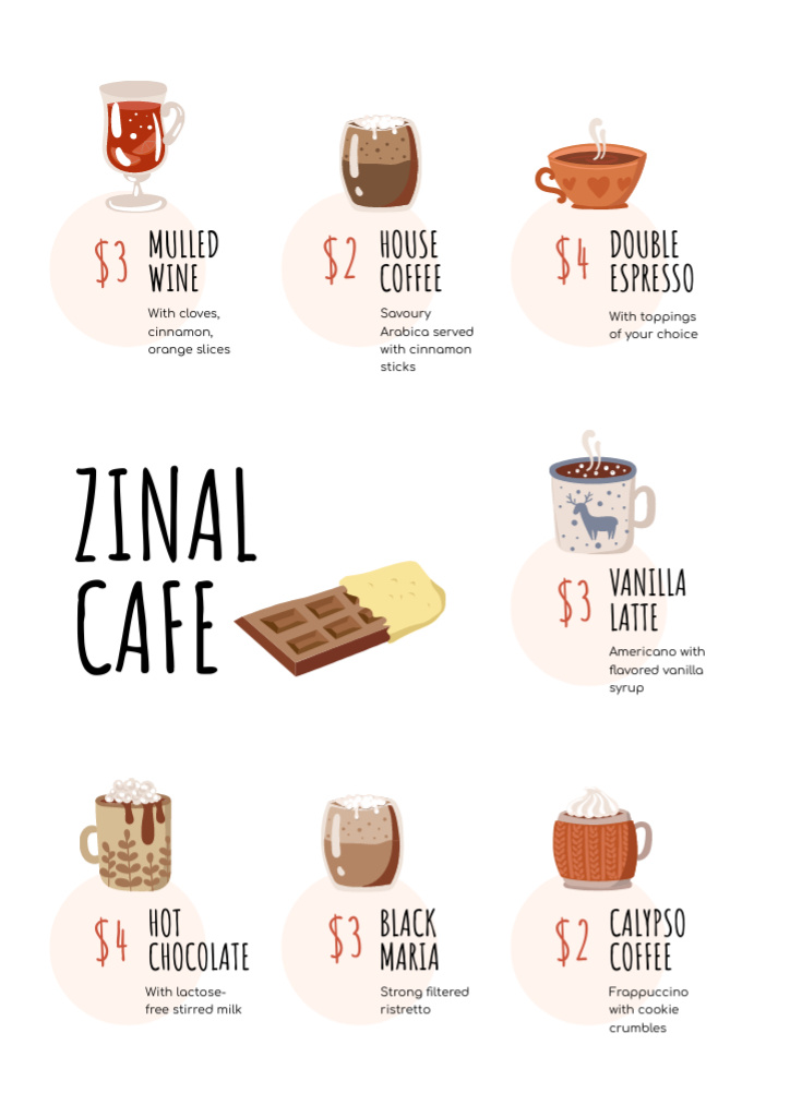 Cafe promotion with hot Drinks Menu Design Template
